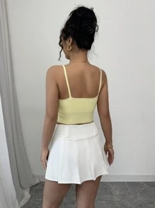 Rafferiza Fashionable Delicate Floral Embroidered Camisole Top With Tie - Yellow - View 3