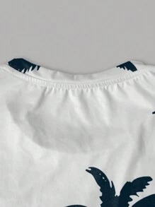 Manfinity Dauomo Men's Palm Tree Print Round Neck Short Sleeve Casual T-Shirt - White - View 4