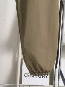 SHEIN Leap Crew 男童休闲印花短袖T恤和裤子套装 - 軍綠色 - 查看 6