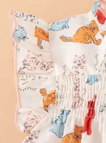 SHEIN Young Girl Summer Casual Animal Print Cap Sleeve Dress