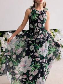 MOTF PREMIUM Vestido con estampado floral y volante - Multicolor - Ver 6