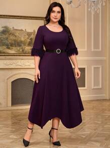 Modelyn Plus Size Casual Simple Stylish Dress, Suitable For Everyday Wear - Purple - View 4