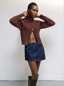 Maija Women's Casual Everyday High Neck Zip-Up Sweater, Minimalist & Fashionable,Festival