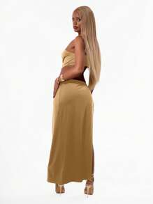 MUSERA Đầm maxi dài gợi cảm với chi tiết khoét eo, thích hợp cho mùa xuân hè và kỳ nghỉ. - Màu be - Xem 2