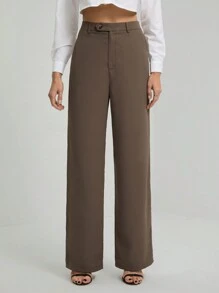 SHEIN Tall 女士休闲直筒纯色西装裤