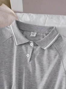 Girls' Fashion Stand Collar Short Sleeve Elastic Waist A-Line Mesh Puffy Dress, Spring/Summer - Grey - View 3