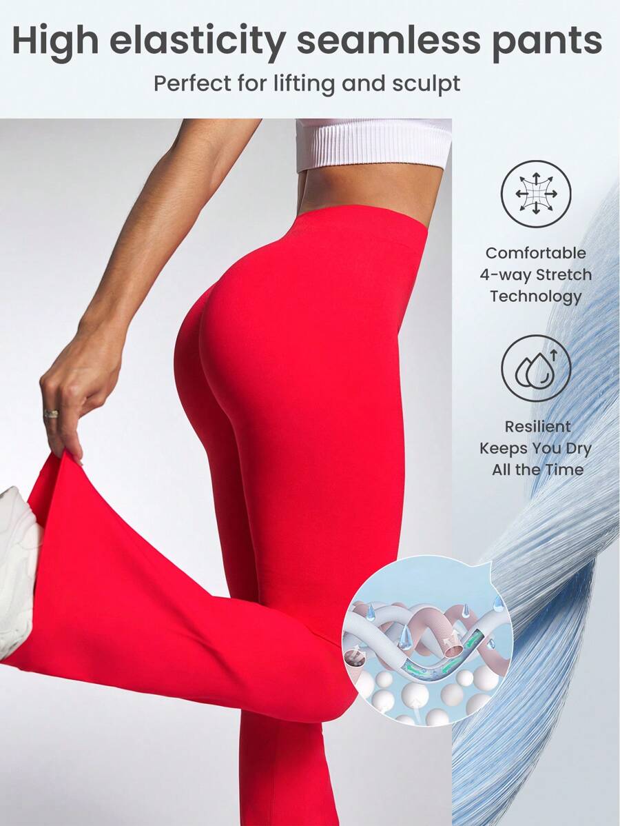 SHEIN Sport Studio 3 Paar nahtlose ausgestellte Yoga-Hosen für Damen