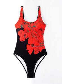 Swim Lushoire Springbreak Women Floral Print Backless One-Piece Swimsuit For Summer Beach Vacation