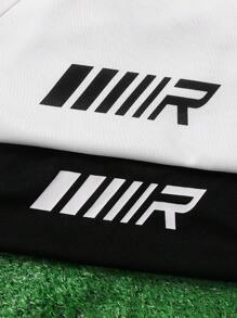 4pcs Tween Boy Casual Sports Letter Side Stripe Round Neck Short Sleeve T-Shirt Top And Sports Shorts Set, Suitable For Commuting, School, Daily Casual Wear, Sports, Spring/Summer