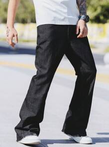 Manfinity Homme Men's Casual Pocket Straight-Leg Flared Jeans