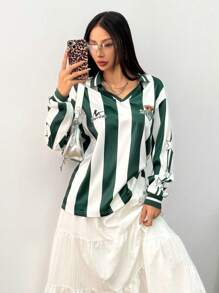 SHEIN EZwear Damska koszulka wiosenno-letnia Streetwear Concert Vintage Portswear Graphics Football