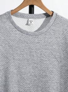 SHEIN Teen Boy Textured Fabric 2 In 1 T-Shirt And Shorts Set - Grey - View 4