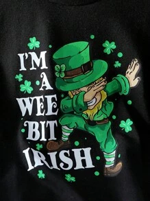 年轻男孩三叶草印花休闲短袖 T 恤 - 白色 - 查看 3