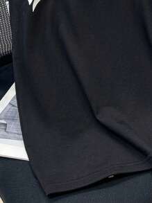 SHEIN Tween Boy Casual Korean Street Style Big Letter Print Loose Round Neck Tank Top, Suitable For Commuting, School, Daily Casual, Sports, Spring/Summer - Black - View 5