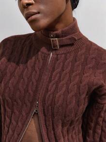 Maija Women's Casual Everyday High Neck Zip-Up Sweater, Minimalist & Fashionable,Festival