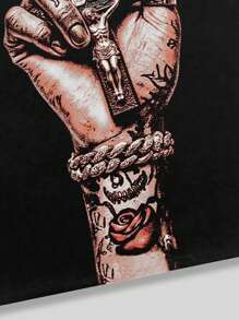 ROMWE MEN Street Life 男式字母印花圆领休闲背心 - 黑色 - 查看 3