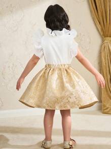 SHEIN 2 件套年轻女孩休闲纯色无袖上衣和裙子套装，简约时尚，适合日常穿着