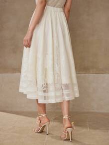 MOTF PREMIUM FLOWY CONTRAST LACE SKIRT - White - View 6