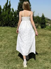 SHEIN EZwear 女士白色编织细肩带度假连衣裙