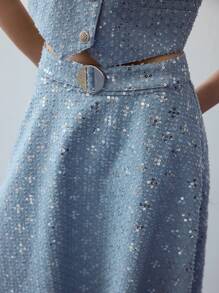 MOTF STUDIO Falda A-line con contrastes de lentejuelas