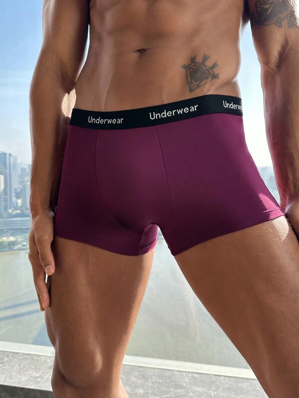 Shein Underwear&Sleepwear Basics سروال داخلي بوكسر بشريط خصر عبارة 5 قطع للرجال