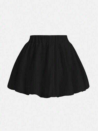 SHEIN MOD Women Plain Weave High Waist Loose Bubble Hem Skirt, Casual