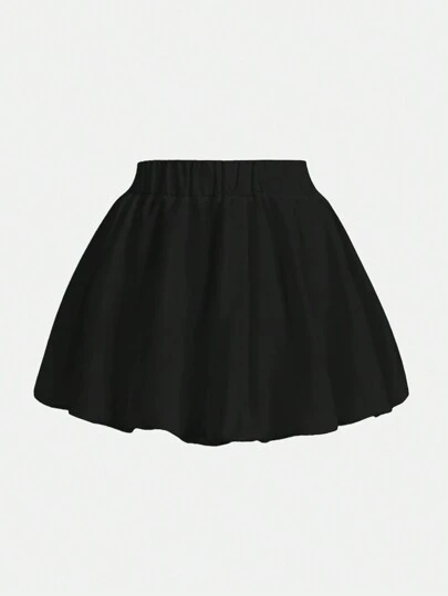SHEIN MOD 女士平纹高腰宽松泡泡下摆半身裙，休闲