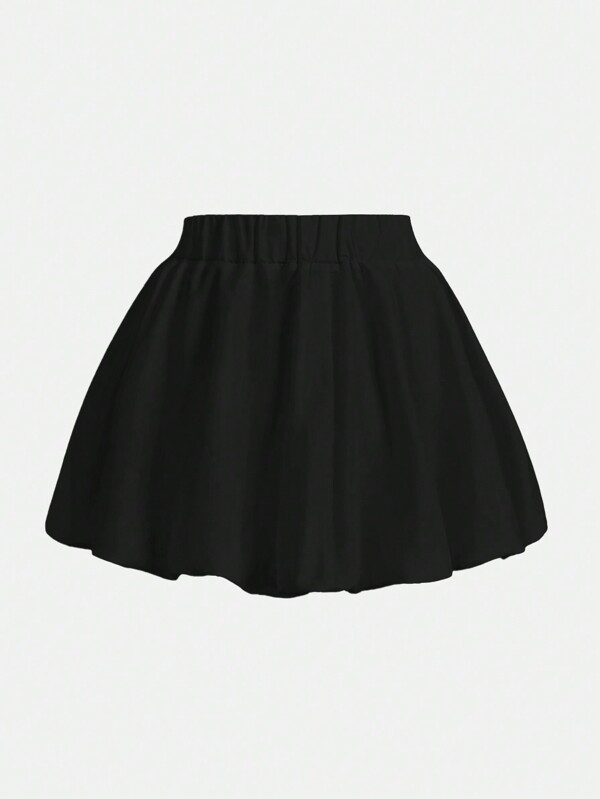 SHEIN MOD Women Plain Weave High Waist Loose Bubble Hem Skirt, Casual