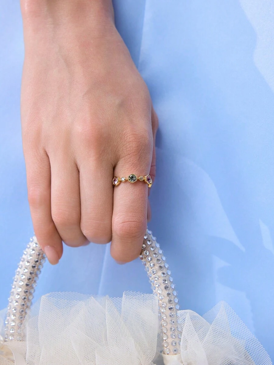 MOTF PREMIUM ANILLO DE MODA CON FORMA DE ROMBO Y STRASS - Multicolor - Ver 2