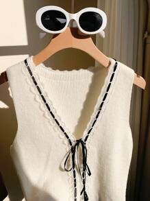 Comfortcana كومبليه نسائي متناسب الحجم الكبير بنقوشات ربط ذات لون أزرق و أحمر ، مصنوع من الأقمشة المحبوكة للصيف