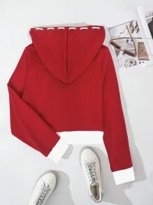 SHEIN EZwear Women Casual Hooded Zipper Sweatshirt, Minimalist And Fashionable For Everyday Wear
