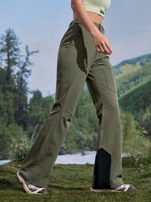 In My Nature 女式山地印花口袋喇叭裤户外徒步女装 - 軍綠色 - 查看 6