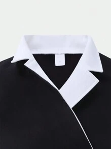 SHEIN WESTFADE Young 2 Pieces Set For Teen Girls Halter Neck Vest With Black & White Color Block Design, Sleeveless Top Paired With Wide Leg Casual Pants, Exhibiting A Fashionable Yet Comfortable, Unique Yet Elegant Style, Suitable For Fashion-Forward Wedding Guests, And Elegant