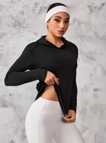 SHEIN Sport Studio Perforated Hoodie, Minimalist Fashion Casual Everyday Wear