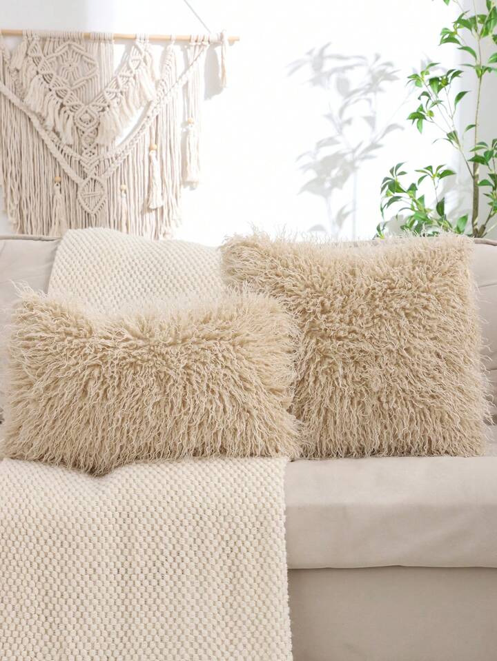 Taie d'oreiller décorative en fausse laine, couleur unie pour le salon et la chambre à coucher, décoration d'automne, décoration de la pièce