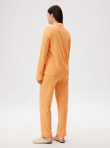 LUVLETTE Autumn And Winter Soft 100% Pure Cotton Basic Long Pajama Sets For Women Lounge Sets For Women Pants With Pockets Fall Pajamas