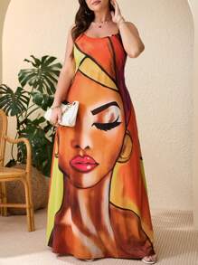 Breezaya 大码女式波西米亚风图案吊带裙，适合夏季