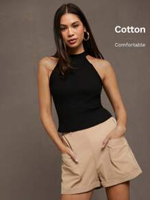 SHEIN Essnce 掛脖上衣&短褲不附腰帶 - 彩色 - 查看 9