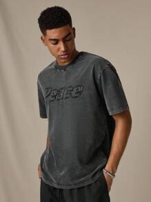 Manfinity VCAY Men's Knit Casual Loose Fit Short Sleeve T-Shirt - Dark Grey - View 4