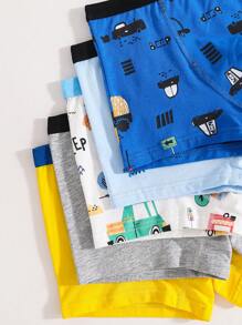 Young Boys Comfortable Car Dinosaur Print 5-Pack Boxer Briefs - Multicolor - View 4