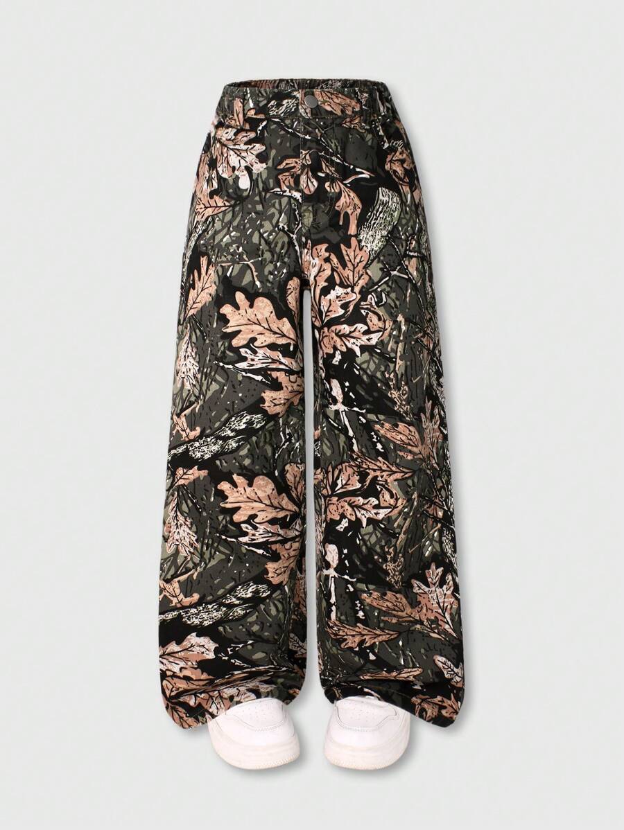 SHEIN Explorewe Jeans en denim style camouflage tendance casual de rue pour fille cool - Multicolore - Voir 1