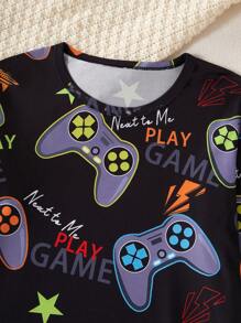 Young Boys Comfortable Video Game Printed Long Sleeve Pajama Set