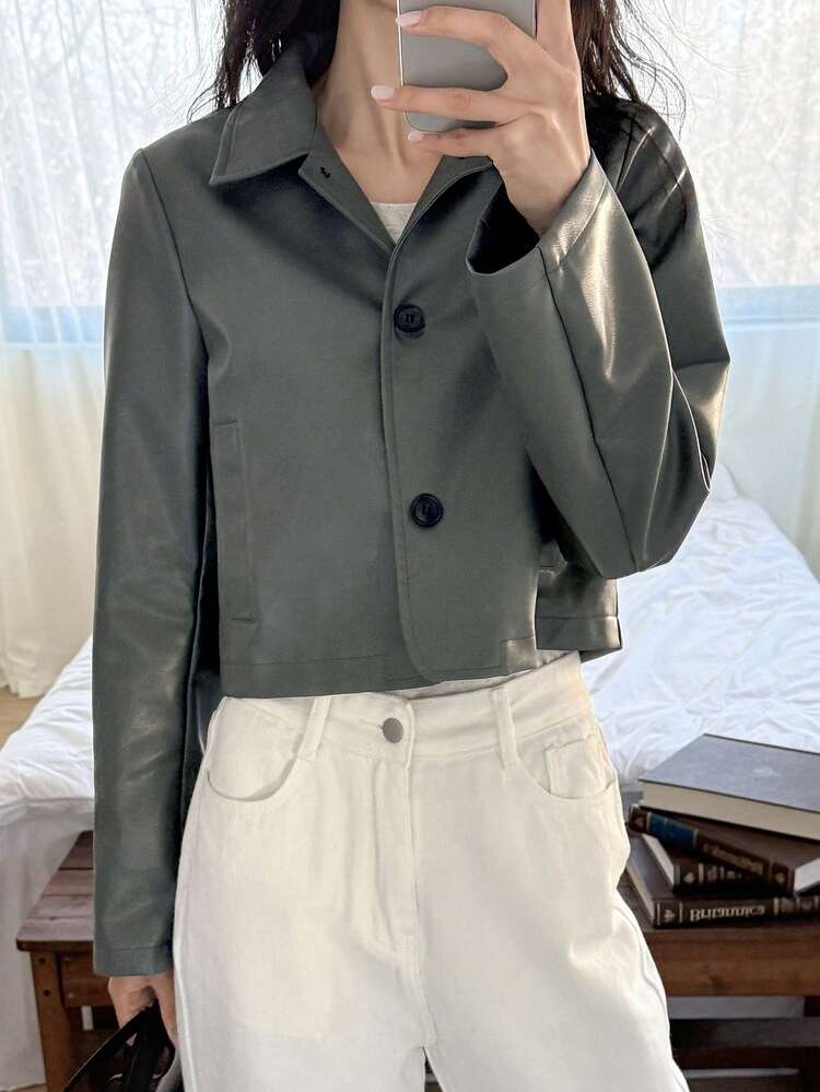 Spring New Casual Short Cut Women Leather Jacket