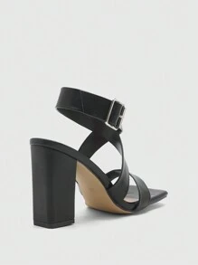 CUCCOO BIZCHIC Women's Fashion Versatile Simple High Heel Sandals Spring Shoes Spring Break Easter - Black - View 4