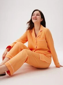 LUVLETTE Autumn And Winter Soft 100% Pure Cotton Basic Long Pajama Sets For Women Lounge Sets For Women Pants With Pockets Fall Pajamas