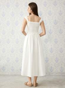 SHEIN MOD Sexy White Dress With Front Tie Slit, Bohemian Dress, Elegant Dress, Tea Party Dress, Date Dress For Women, Valentine's Day Dress, Summer Dress, Cruise Dress, Beach Dress