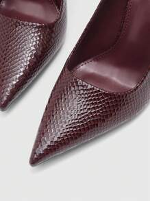 CUCCOO SZL Women's Solid Color Pointed Toe Simple High Heel Pumps, Casual Everyday Wear Spring Shoes Spring Break Easter Prom Heels For Christmas Spring Shoes - Burgundy - View 6