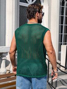 Manfinity Homme Plus Size Men's Crew Neck Sleeveless Digital Graphic Detail Casual Tank Top