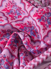 Swim Mod Spring Break Women Summer Random Floral Print Spaghetti Strap Top And High-Cut Bikini Swimwear Set - Multicolor - View 6