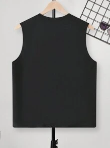 SHEIN 1 Pc Teen Boy Skeleton Graphic Printed Sleeveless Tank Top With Size Code, For Vacation Spring Wear; Teen Boys' Clothing; Teen Boy' Jackets, Spring Back To School